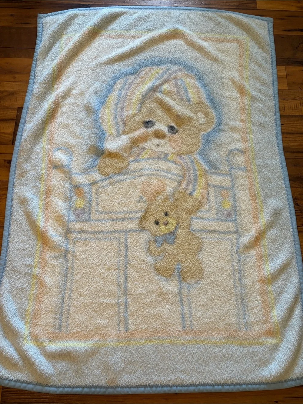 Vintage Iconic Teddy Bears Fleece Crib Blanket 1980’s Super Baby 52x38